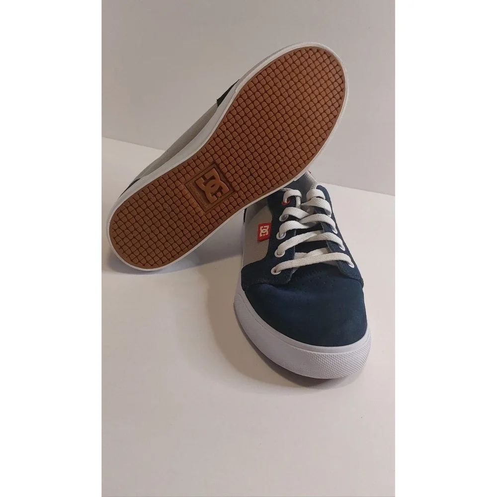 DC Shoes Mens Skate Sneakers Navy Grey Red Suede Canvas Low Top Low-Top